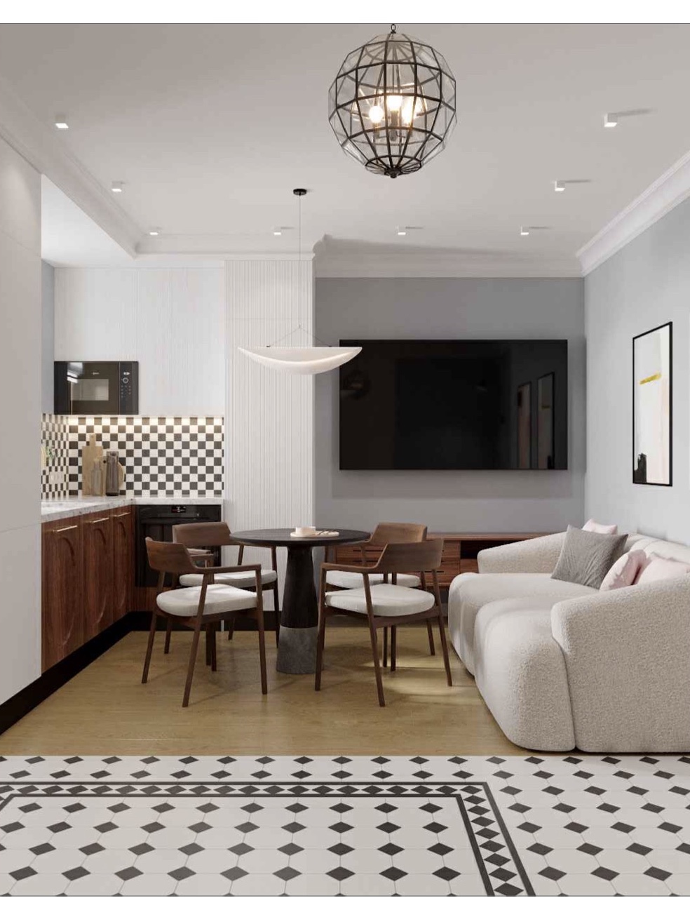 Apartment 1 · One room for cooking, eating and sitting