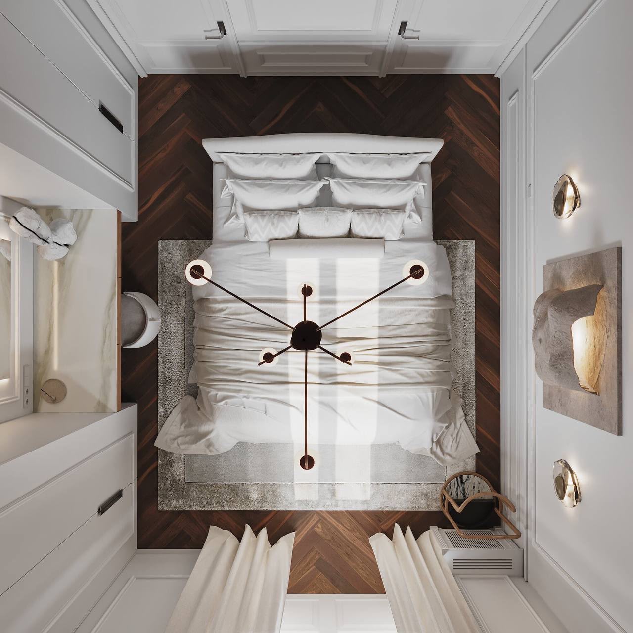 The guest bedroom seen from above