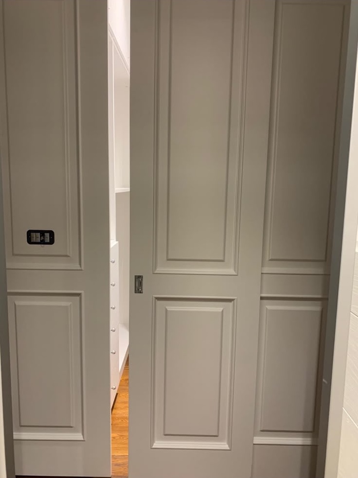 Original double doors, panelled and painted white